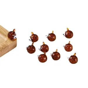 Cute brown bear glass beads for DIY jewelry making, handmade charm accessories for necklaces.