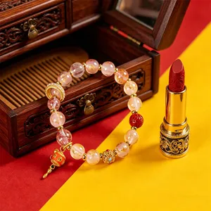 Tibetan style cinnabar glass bead bracelet, lucky blessing jewelry for women, ethnic design.