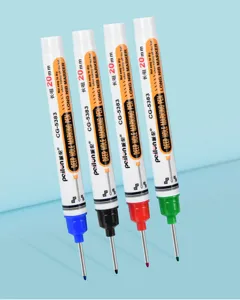 Long nib deep hole marker pen, oil-based woodworking tile marking pen with 20mm fine head.