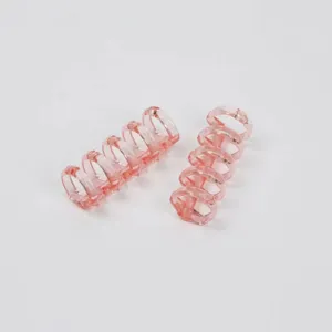 5-hole loose leaf binder rings pink translucent plastic DIY notebook binding strips.