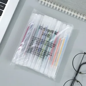 24 Colors Glitter Gel Pens Set 1.00mm Bullet Tip Sparkle Drawing Pens for Journaling Art