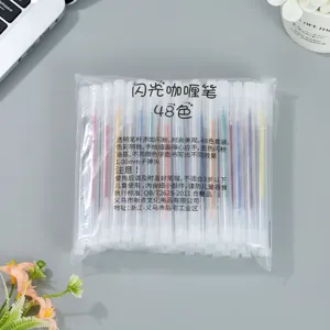 48 colors glitter gel pens set with 1.00mm bullet tip for journaling and drawing art.