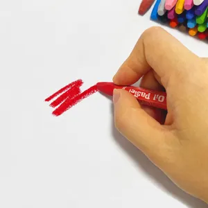 Hexagonal oil pastel art drawing crayon detail showing rich color and smooth writing.