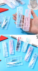 Juego de compás de metal para estudiantes, herramienta de dibujo estética con caja de almacenamiento.
