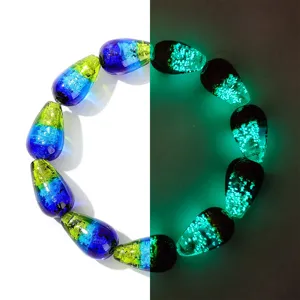Luminous gradient silver foil teardrop glass bead bracelet niche jewelry for men and women