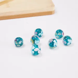 Handmade glass flower beads loose round beads DIY jewelry making accessories wholesale