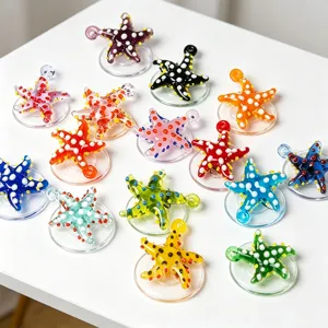 Colorful glass starfish pendants, handmade micro landscape decor and cute DIY charms.