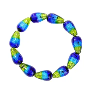 Luminous gradient glass beaded bracelet, stylish teardrop design niche jewelry for men and women