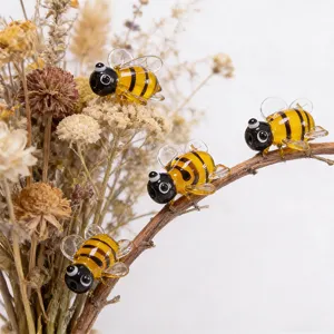 Glass bee beads for DIY jewelry making, cute insect glass charms for bracelets and necklaces.