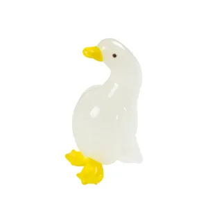Handmade glass white duck figurine cute animal ornament desktop decor cute duck gift