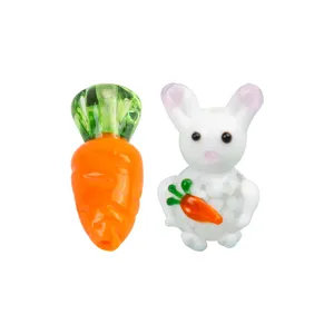 Cute mini rabbit and carrot glass beads, perfect for DIY handmade charm jewelry accessories.