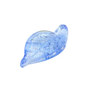 Blue glass leaf DIY jewelry bead charm for handmade bracelets necklaces hairpins accessories