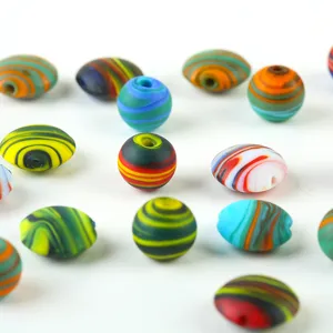 Frosted mixed silk glass beads, colorful round and flat round glass beads for handmade jewelry DIY.