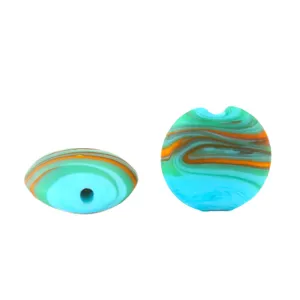 Multicolor marbled flat round glass beads for handmade jewelry DIY crafts making and design accessories.