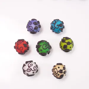 Perline di vetro opaco motivo retro perle sciolte rotonde per creazione gioielli fai da te