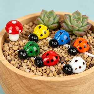 Glass ladybug mushroom miniature landscape decoration DIY potted plant succulent ornament set
