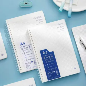 A5 spiral notebook minimalist style silicone PP soft coil lined grid notepad student stationery
