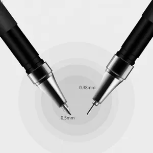 Black gel ink pen with 0.5mm bullet tip and 0.38mm fine needle point for smooth writing.