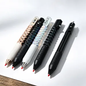 Detailed view of fashionable geometric stress relief gel pens with diamond pattern and neat clip design.