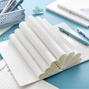 A5 grid spiral notebook with soft PP coil, thick student writing notepad for school office.
