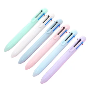 Macaron 6-color retractable ballpoint pen set, pastel multi-color writing pens for students.