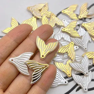 Pendentifs queue de sirène perle imitation ABS dorée pour bijoux DIY téléphone.