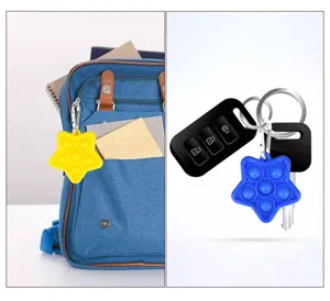 Silicone star push pop bubble fidget toy keychain, stress relief toy for backpacks.