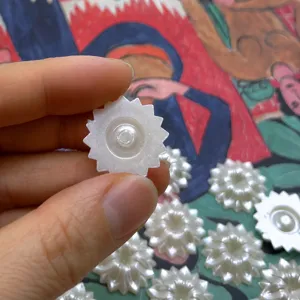 ABS imitation pearl double petal flower flat back DIY craft beads for craft accessory pieces