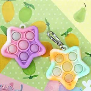 Star silicone push bubble fidget toy keychain, sensory stress relief toy for kids and adults.