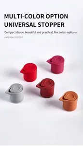 Detailansicht farbiger Silikon-Weinstöpsel, kompakte Form, ausfallsicheres Design.