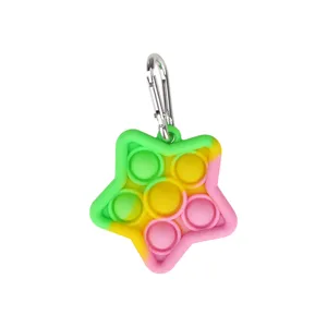 Star silicone push pop bubble sensory toy keychain stress relief decompression fidget