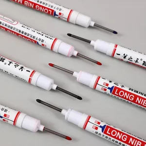 Detailed view of long nib markers with extra long metal tips for deep holes and gaps.