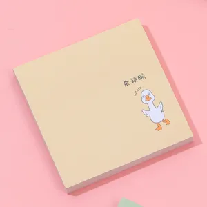 Lindas notas adhesivas de pato de dibujos animados, blocs de notas cuadrados para oficina y estudio.