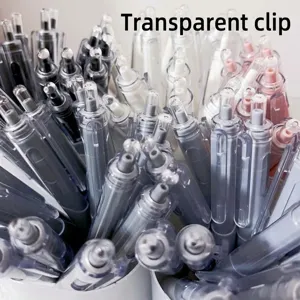 Set penne gel colore Morandi, penna neutra con clip trasparente, cancelleria per scrittura fluida.