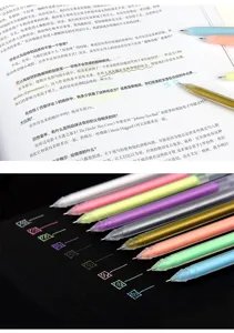 Set de bolígrafos de gel coloridos transparente plástico minimalista papetería arte