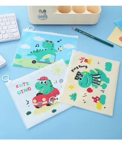 Bolsa de documentos impermeable de dinosaurio lindo, estuche de PVC con cremallera.