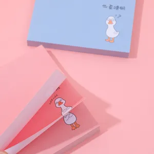 Bloc de notas adhesivas lindo con diseño de pato de dibujos animados para la escuela.