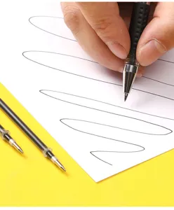0.5mm black gel ink pen refills set with smooth writing and fine tip for school student office.