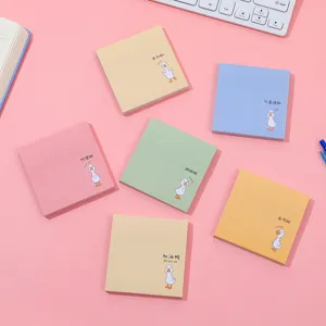 Lindas notas adhesivas de pato, blocs de notas cuadrados coloridos para estudiantes y oficina.