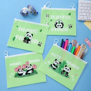 Bolsa de Documentos de PVC Impermeable de Dinosaurio Panda de Dibujos Animados Lindo Gran Capacidad Bolsa de Almacenamiento de Papel de Estudiante