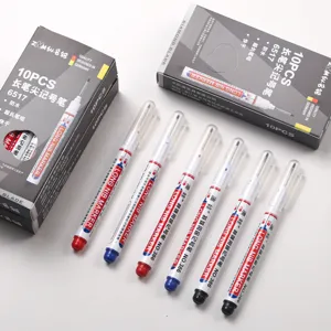 Long nib waterproof marker pen deep hole woodworking marker 10pcs set for multi-purpose use