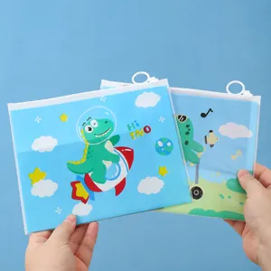 Bolsa para documentos transparente impermeable con cremallera diseño de dibujos animados