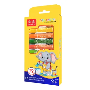 12-color hexagonal oil pastels set, washable and safe for kids school art drawing painting.