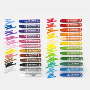 Hexagonal oil pastels set for student art drawing, colorful crayons for creative painting.