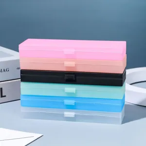 Portable Plastic Pencil Box Minimalist Macaron Color Stationery Storage Box Student Pencil Case Office Supplies