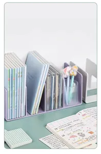 Desktop acrylic book organizer 4-slot clear book stand shelf for desk office study organization