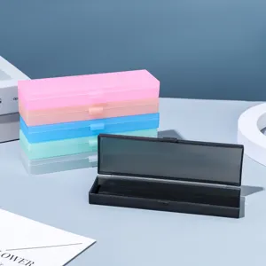 Macaron colored plastic pencil box portable multi-functional student stationery storage organizer