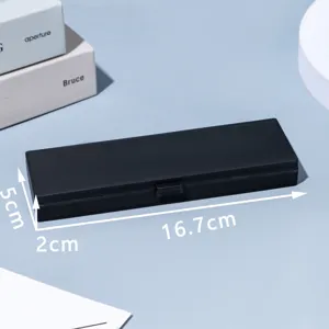 Portable black pencil case storage box, simple multi-functional plastic container for daily use.