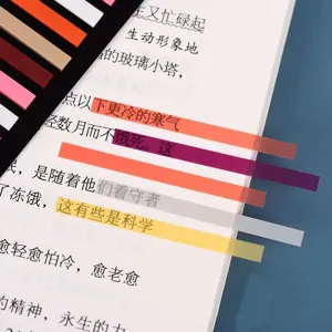 Transparent PET index sticky tabs, Morandi color aesthetic page markers for book annotation.