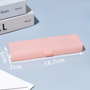 Macaron pink plastic pencil box portable student storage case minimalist desktop organizer